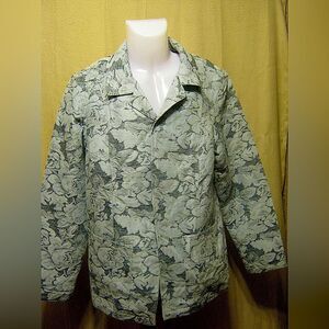 Elegant Dialogue Floral Linen-Cotton Blazer